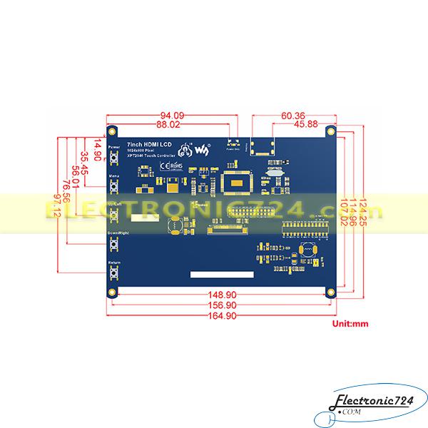 نمایشگر با تاچ مقاومتی LCD RASPBERRY PI 7 INCH Type-C